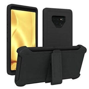 galaxy note 9 case, toughbox [armor series] [shock proof] [black] for samsung galaxy note 9 case [comes with holster & belt clip] [fits otterbox defender series belt clip phone cover]