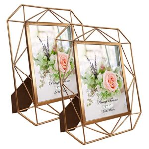 qutrey picture frame 5x7 set of 2, metal photo frames 5 by 7 for tabletop display or wall mounting decor