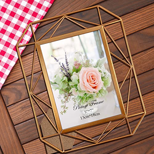 QUTREY Picture Frame 5x7 Set of 2, Metal Photo Frames 5 by 7 for Tabletop Display or Wall Mounting Decor