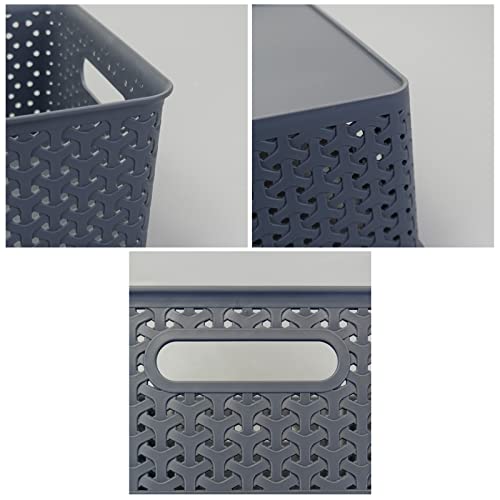 Utiao Grey Plastic Storage Baskets, 8 Quart Plastic Bins, 4 Packs