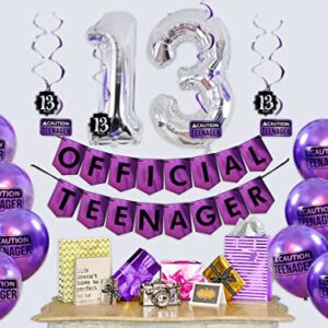 Funny Official Teenager 13th Birthday Party Pack - Purple 13th Birthday Party Supplies, Decorations and Favors