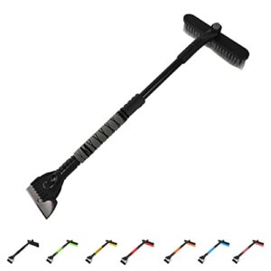 Snow Brush Extendable, 2 in 1 Ice Scraper for Car Windshield with Foam Grip and Rotating Brush Head, Heavy Duty ABS (Grey)