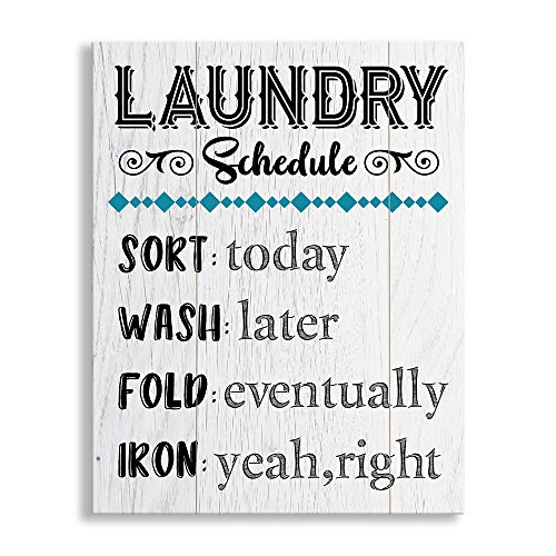 Kas Home Vintage Laundry Room Canvas Wall Art | Laundry Schedule Funny Rules Prints Signs Framed | Bathroom Laundry Room Decor (15 X 12 inch, Launday)