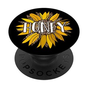 honey gifts - leopard print sunflower flower women grandma popsockets grip and stand for phones and tablets