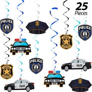 25 pieces police party hanging swirls police party supplies birthday party decor graduation party decor hanging decor spirals and swirls for party