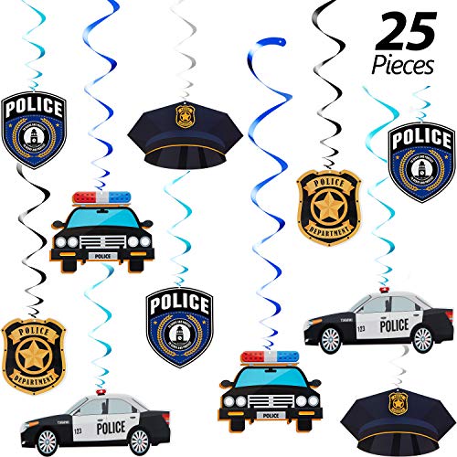 25 Pieces Police Party Hanging Swirls Police Party Supplies Birthday Party Decor Graduation Party Decor Hanging Decor Spirals and Swirls for Party