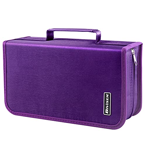 Bivisen CD/DVD Case Holder, 128 Capacity CD VCD Media Wallet, Storage, Holder, Booklet, Organizer (Purple)