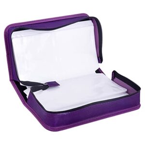 Bivisen CD/DVD Case Holder, 128 Capacity CD VCD Media Wallet, Storage, Holder, Booklet, Organizer (Purple)