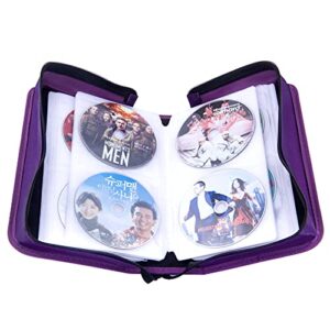 Bivisen CD/DVD Case Holder, 128 Capacity CD VCD Media Wallet, Storage, Holder, Booklet, Organizer (Purple)