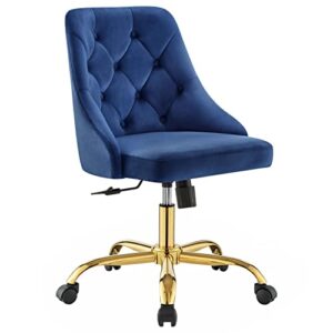 modway distinct tufted swivel performance velvet office chair, gold navy