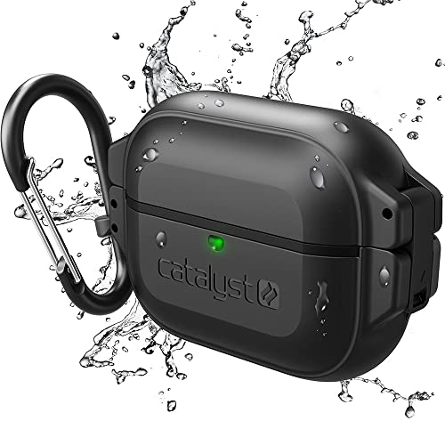 Catalyst 330ft Waterproof Total Protection Case for AirPods (1st & 2nd Generation), Secure Locking System, Full-Body Protective Rugged case for AirPods Pro, Shockproof, Carabiner- Stealth Black