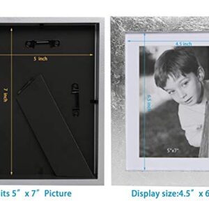 MANG 5x7 Photo Picture Frame with mat for Wall or Tabletop Display,Sliver