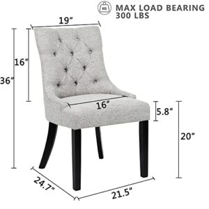 poplarbox 4 Set Dining Chairs Tufted Dining Chairs Upholstered Fabric Dining Chairs Accent Dining Chairs Parson Chairs Side Chairs for Kitchen Dining Room (Set of 4, Light Gray)