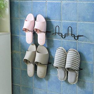 LOadSEcr Shoe Rack Organizer, Iron Adhesive Wall Mount Slippers Storage Shelf Shoes Rack Hanging Organizer for Bedroom, Dorm Room Black