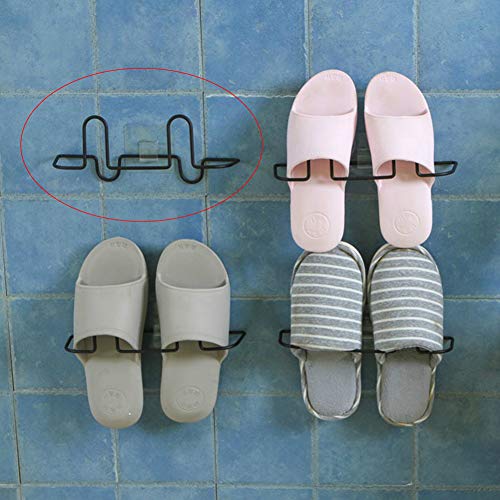 LOadSEcr Shoe Rack Organizer, Iron Adhesive Wall Mount Slippers Storage Shelf Shoes Rack Hanging Organizer for Bedroom, Dorm Room Black