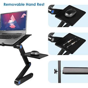 Laptop Table, Adjustable Laptop Bed Table, Laptop Computer Stand, Portable Laptop Workstation Notebook Stand Reading Holder with Large CPU Cooling Fan and Mouse Pad in Bed Couch Office Sofa