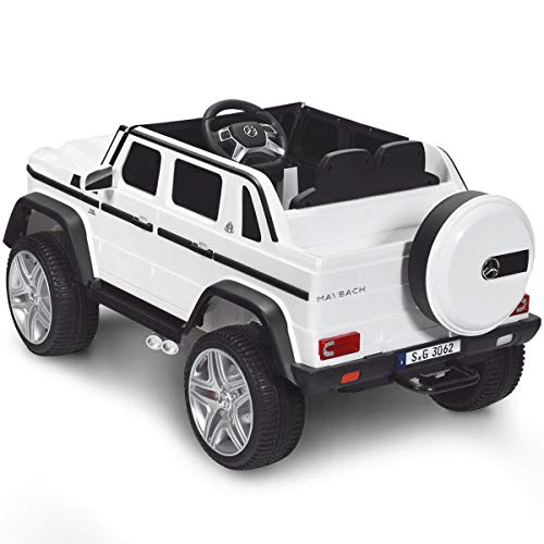 Costzon Ride on Car, Licensed Mercedes-Benz Maybach, 12V Battery Powered Vehicle Toy w/ 2 Motors, Remote Control, 3 Speeds, Lights, Horn, Music, Aux, Storage, Truck, Electric Car for Kids (White)