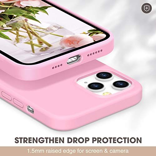 zelaxy Case Compatible with iPhone 12/ iPhone 12 Pro, Liquid Silicone Rubber Gel Case with Screen Protector Pink