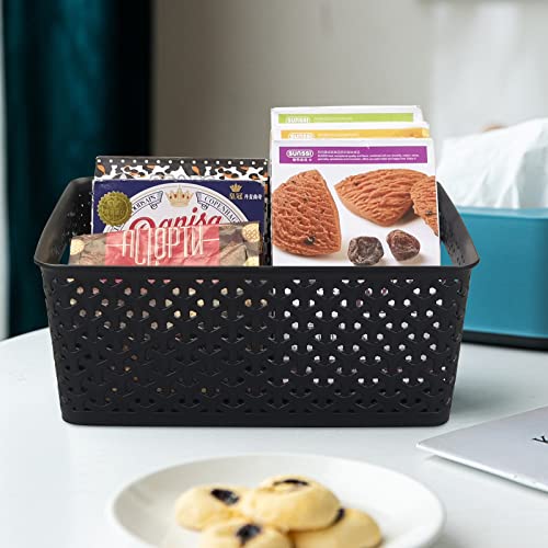 Bringer Black Plastic Woven Storage Basket, 4 Packs