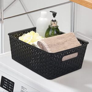 Bringer Black Plastic Woven Storage Basket, 4 Packs