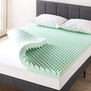 best price mattress 4 inch egg crate memory foam mattress topper with calming aloe infusion, certipur-us certified, full, green