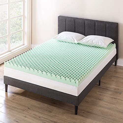 Best Price Mattress 4 Inch Egg Crate Memory Foam Mattress Topper with Calming Aloe Infusion, CertiPUR-US Certified, Full, Green