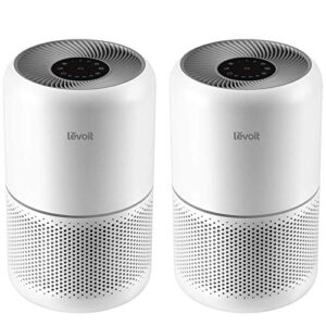 levoit air purifier for home allergies and pets hair smokers in bedroom h13 true hepa filter, 24db filtration system cleaner odor eliminators, remove 99.97% dust smoke mold pollen, white, 2 pack