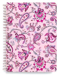 vera bradley mini spiral notebook, college ruled paper, 8.25" x 6.25" with pocket and 160 lined pages, felicity paisley pink