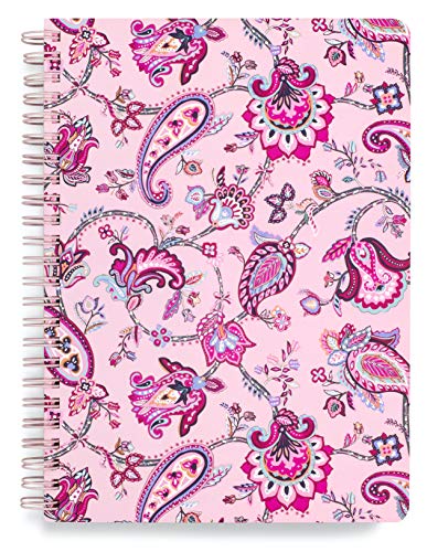 Vera Bradley Mini Spiral Notebook, College Ruled Paper, 8.25" x 6.25" with Pocket and 160 Lined Pages, Felicity Paisley Pink