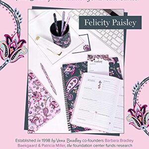 Vera Bradley Mini Spiral Notebook, College Ruled Paper, 8.25" x 6.25" with Pocket and 160 Lined Pages, Felicity Paisley Pink