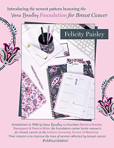 Vera Bradley Mini Spiral Notebook, College Ruled Paper, 8.25" x 6.25" with Pocket and 160 Lined Pages, Felicity Paisley Pink