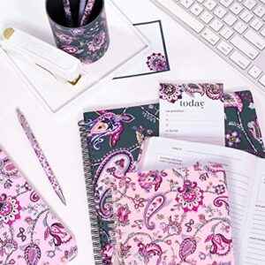 Vera Bradley Mini Spiral Notebook, College Ruled Paper, 8.25" x 6.25" with Pocket and 160 Lined Pages, Felicity Paisley Pink