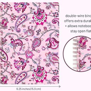 Vera Bradley Mini Spiral Notebook, College Ruled Paper, 8.25" x 6.25" with Pocket and 160 Lined Pages, Felicity Paisley Pink