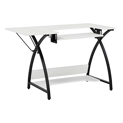 Sew Ready Hobby and Cutting Table - 58.75" W x 36.5" D White Arts and Crafts Table with 2 Mesh Storage Drawers & Studio Designs Sewing Table, 45.5" W x 23.5" D x 30" H, Black/White