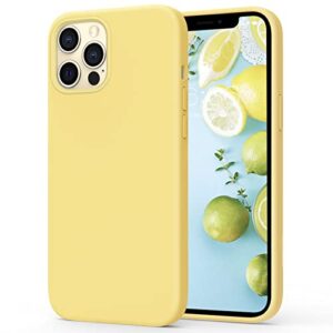 milprox compatible with iphone 12 case and iphone 12 pro silicone cases (2020), microfiber cloth lining silicone gel shell case - lemon yellow