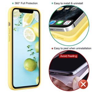 MILPROX Compatible with iPhone 12 Case and iPhone 12 Pro Silicone Cases (2020), Microfiber Cloth Lining Silicone Gel Shell Case - Lemon Yellow