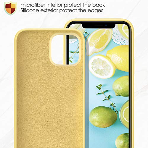 MILPROX Compatible with iPhone 12 Case and iPhone 12 Pro Silicone Cases (2020), Microfiber Cloth Lining Silicone Gel Shell Case - Lemon Yellow