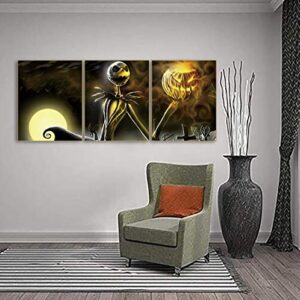 Halloween Day of The Dead Skull Dead Abstract Art Painting Set of 3 ( 8”X10”Canvas Picture) Home Living Room Decor Pumpkin Halloween Decor Poster Wall Art Pictures Painting Room Home Decor Gift