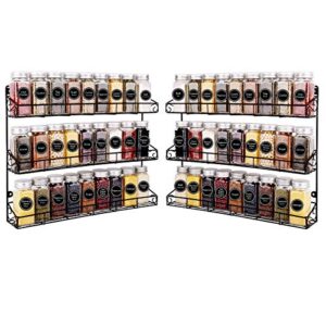 swommoly 2 pack wall mount spice racks, 3-tier storage shelf organizer, black, large