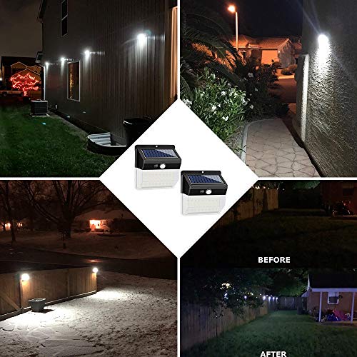 Solar Wall Lights Outdoor, 136 LED Motion Sensor Security Light, Waterproof Backyard Light for Front Door, Garden Driveway Porch Walkway Pool Patio Deck, Yard, Garage (2 Pack)