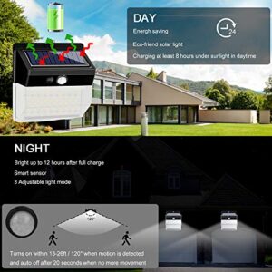 Solar Wall Lights Outdoor, 136 LED Motion Sensor Security Light, Waterproof Backyard Light for Front Door, Garden Driveway Porch Walkway Pool Patio Deck, Yard, Garage (2 Pack)