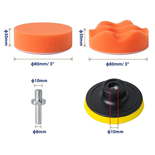 STUHAD 3 Inch Sponge Buffing Pads, 24pcs Drill Polishing Kit, 16pcs Polishing Pads for Car Foam Drill for Waxing, Polishing, Sealing Glaze