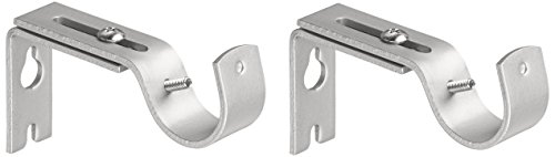 Amazon Basics Room Darkening Blackout Curtain Rod - 88" to 120", Nickel & Adjustable Curtain Rod Wall Bracket Hooks, Set of 2, Silver Nickel