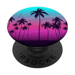 palm trees sunset tropical paradise beach coconut palm tree popsockets popgrip: swappable grip for phones & tablets