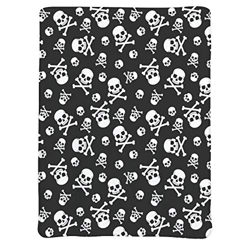 JASMODER Throw Blanket Skull and Crossbones Seamless Pattern Soft Microfiber Lightweight Cozy Warm Blankets for Couch Bedroom Living Room