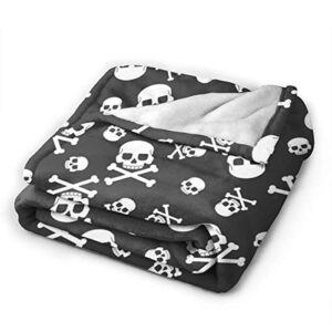 JASMODER Throw Blanket Skull and Crossbones Seamless Pattern Soft Microfiber Lightweight Cozy Warm Blankets for Couch Bedroom Living Room