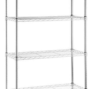 AmazonBasics 4-Shelf Shelving Storage Unit on 3'' Wheel Casters, Chrome Silver & 3-Shelf Adjustable, Heavy Duty Storage Shelving Unit (250 lbs per shelf), Steel Wire Rack, Chrome (23.3L x 13.4W x 30H)