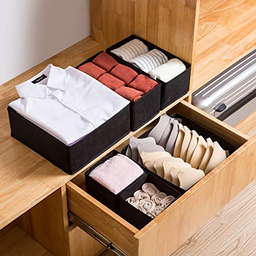 Qozary 12 Pack Washable Drawer Organizers Clothes, Fabric Dresser Drawer Organizer, Sock and Underwear Organizer, Foldable Closet Organizer Bins Divider for Baby, Bras, Lingerie