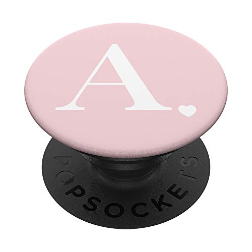 Light Pink White Monogram Letter A Initial Heart Design PopSockets Swappable PopGrip