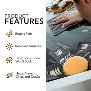 Simple Armour Liquid Nano Windshield Protector from Ice and Snow - Rain Protection for Your Car Windshield - Full Installation Kit with Cleaning & Coating Wipe, Microfiber Cloth, & Car Buffer Pad